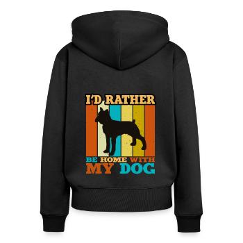 Boxer Dog Silhouette Vintage Sunset für Hundeliebhaber - Frauen Premium Bio Zip Hoodie - Schwarz - Hinten - Julia (174cm)