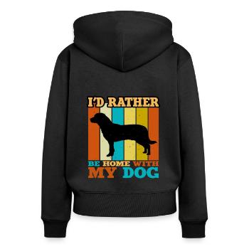 Entlebucher Sennenhund Silhouette Retro Sunset - Frauen Premium Bio Zip Hoodie - Schwarz - Hinten - Julia (174cm)