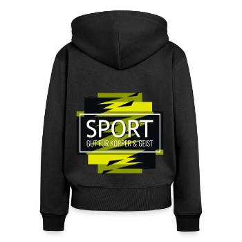 Sport 2023 2 - Frauen Premium Bio Zip Hoodie - Schwarz - Hinten - Julia (174cm)