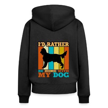 Irischer Setter Hund Liebhaber Silhouette Vintage Sonnenuntergang - Frauen Premium Bio Zip Hoodie - Schwarz - Hinten - Julia (174cm)
