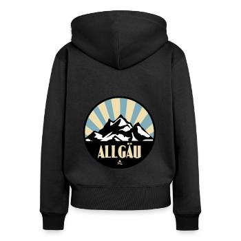 Allgäu - Frauen Premium Bio Zip Hoodie - Schwarz - Hinten - Julia (174cm)
