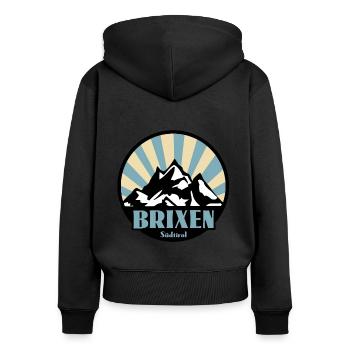 Brixen Südtirol - Frauen Premium Bio Zip Hoodie - Schwarz - Hinten - Julia (174cm)