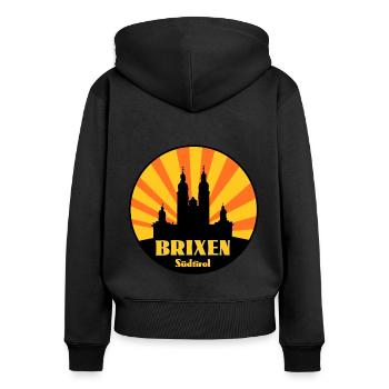 Brixen Südtirol - Frauen Premium Bio Zip Hoodie - Schwarz - Hinten - Julia (174cm)