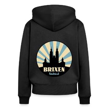 Brixen Südtirol - Frauen Premium Bio Zip Hoodie - Schwarz - Hinten - Julia (174cm)