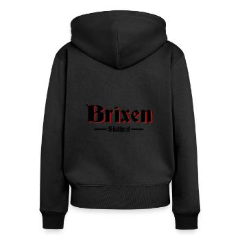 Brixen Südtirol - Frauen Premium Bio Zip Hoodie - Schwarz - Hinten - Julia (174cm)