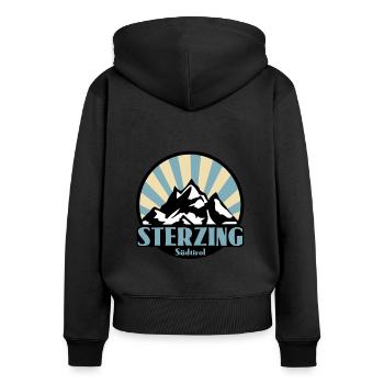 Sterzing Südtirol - Frauen Premium Bio Zip Hoodie - Schwarz - Hinten - Julia (174cm)