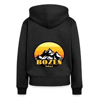 Bozen Südtirol - Frauen Premium Bio Zip Hoodie - Schwarz - Hinten - Julia (174cm)