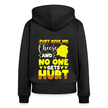 Fromage Lait Parmesan Gras - Sweat à capuche zippé Premium bio Femme - noir - Dos - Julia (174cm)