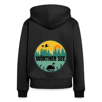 Wörther See - Frauen Premium Bio Zip Hoodie - Schwarz - Hinten - Julia (174cm)