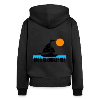 Groß Glienicker See - Frauen Premium Bio Zip Hoodie - Schwarz - Hinten - Julia (174cm)