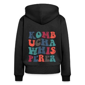 Kombucha Whisperer Vintage - Frauen Premium Bio Zip Hoodie - Schwarz - Hinten - Julia (174cm)