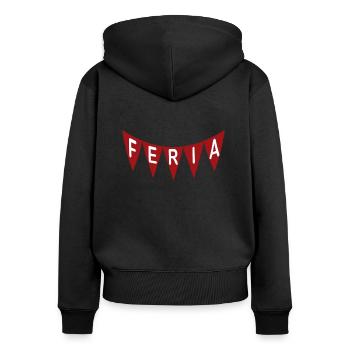 FERIA Banderole rouge - Sweat à capuche zippé Premium bio Femme - noir - Dos - Julia (174cm)