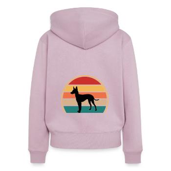 Cirneco Dell Etna Dog Love Silhouette Retro Sunset - Women's Premium Organic Zip Hoodie - dusky pink - Back - Julia (174cm)