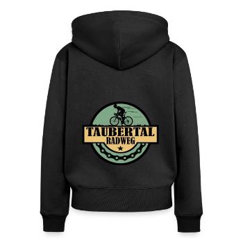 Taubertal Radweg - Frauen Premium Bio Zip Hoodie - Schwarz - Hinten - Julia (174cm)