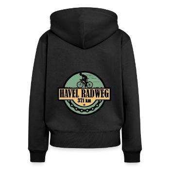 Havel Radweg - Frauen Premium Bio Zip Hoodie - Schwarz - Hinten - Julia (174cm)