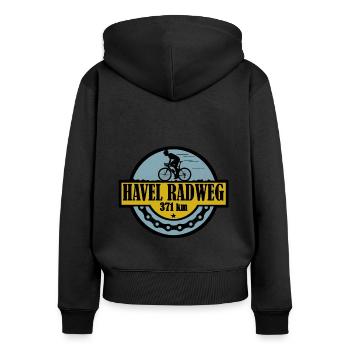 Havel Radweg - Frauen Premium Bio Zip Hoodie - Schwarz - Hinten - Julia (174cm)