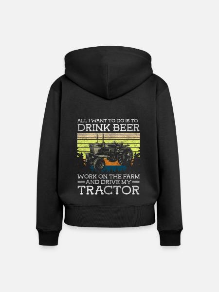 Traktor Feld Stall - Frauen Premium Bio Zip Hoodie - Schwarz
