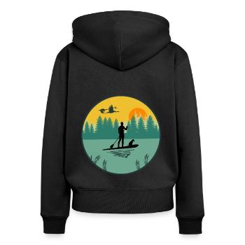standup paddeln - Frauen Premium Bio Zip Hoodie - Schwarz - Hinten - Julia (174cm)