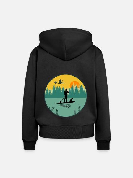 standup paddeln - Frauen Premium Bio Zip Hoodie - Schwarz