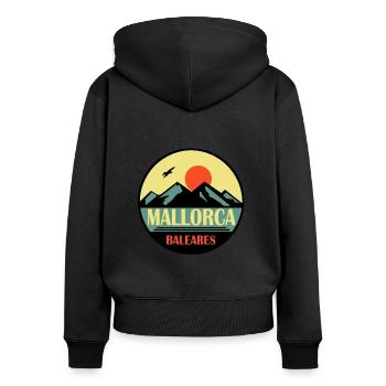 Mallorca Baleares - Frauen Premium Bio Zip Hoodie - Schwarz - Hinten - Julia (174cm)