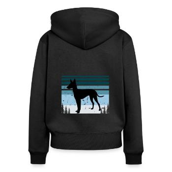Cirneco Dell Etna Dog Love Silhouette Retro Sunset - Women's Premium Organic Zip Hoodie - black - Back - Julia (174cm)