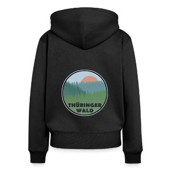 Thüringer Wald - Frauen Premium Bio Zip Hoodie - Schwarz - Hinten - Julia (174cm)