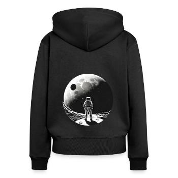 Astrotnaut sur la Lune - Sweat à capuche zippé Premium bio Femme - noir - Dos - Julia (174cm)