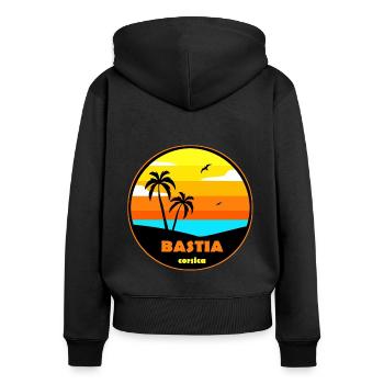 Bastia - Sweat à capuche zippé Premium bio Femme - noir - Dos - Julia (174cm)