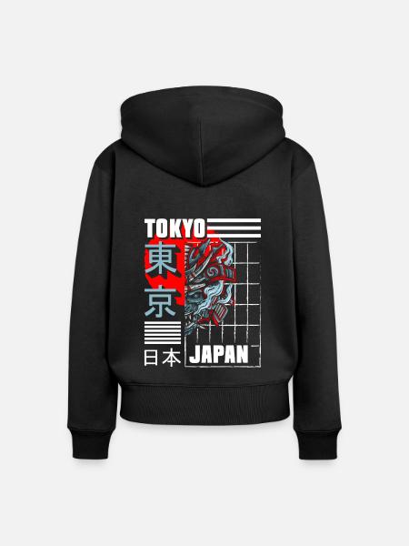 Tokio Stadt City Tempel - Frauen Premium Bio Zip Hoodie - Schwarz