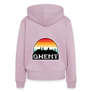 Gent Belgien Flagge Skyline Reisesouvenir - Frauen Premium Bio Zip Hoodie - Altrosa - Hinten - Julia (174cm)