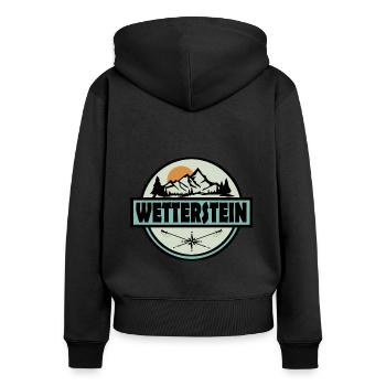 Wetterstein - Frauen Premium Bio Zip Hoodie - Schwarz - Hinten - Julia (174cm)