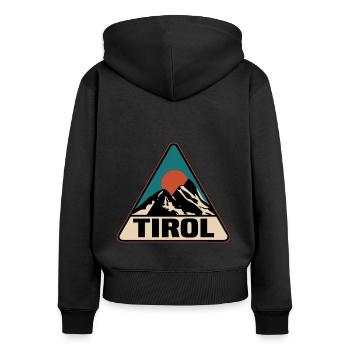 Tirol - Frauen Premium Bio Zip Hoodie - Schwarz - Hinten - Julia (174cm)