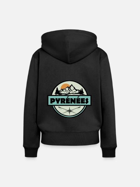 Pyrénées - Sweat à capuche zippé Premium bio Femme - noir