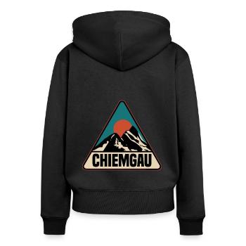 Chiemgau - Frauen Premium Bio Zip Hoodie - Schwarz - Hinten - Julia (174cm)