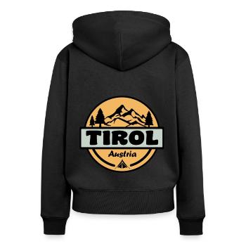 Tirol - Frauen Premium Bio Zip Hoodie - Schwarz - Hinten - Julia (174cm)