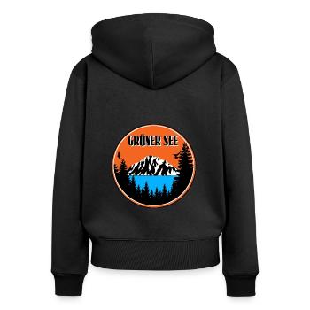 Grüner See - Frauen Premium Bio Zip Hoodie - Schwarz - Hinten - Julia (174cm)