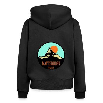 Matterhorn Valais - Women's Premium Organic Zip Hoodie - black - Back - Julia (174cm)