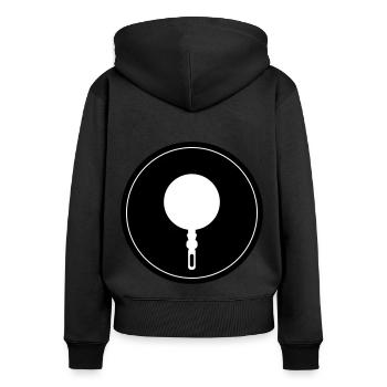 Chef de cuisine Pan - Sweat à capuche zippé Premium bio Femme - noir - Dos - Julia (174cm)