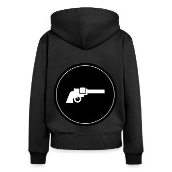 waffe symbol pistole - Frauen Premium Bio Zip Hoodie - Schwarz - Hinten - Julia (174cm)