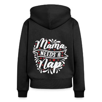 Mama needs a nap gold red heart motifs - Women's Premium Organic Zip Hoodie - black - Back - Julia (174cm)