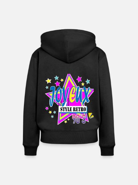 Freude im Retro-90er-Stil - Frauen Premium Bio Zip Hoodie - Schwarz