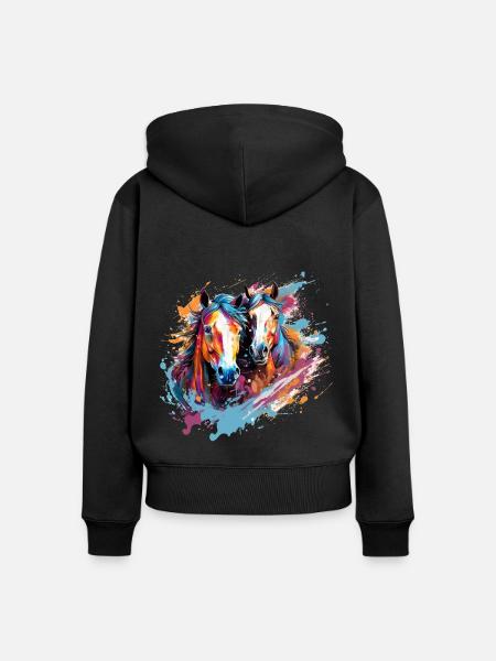 Pferdestärke - Frauen Premium Bio Zip Hoodie - Schwarz