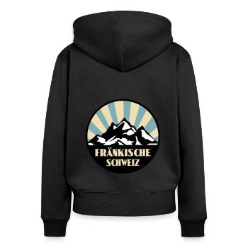 Fränkische Schweiz - Frauen Premium Bio Zip Hoodie - Schwarz - Hinten - Julia (174cm)