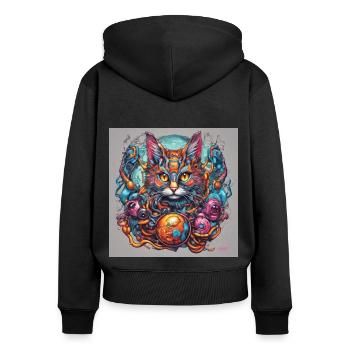 Semi biomechanical cat art - Women's Premium Organic Zip Hoodie - black - Back - Julia (174cm)