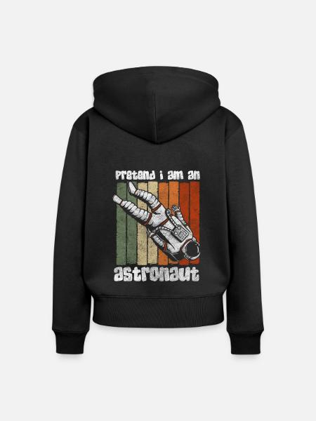 Astronaut Kosmos - Frauen Premium Bio Zip Hoodie - Schwarz
