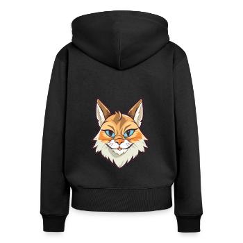 Luchskarikatur Kawaii Aquarellillustration - Frauen Premium Bio Zip Hoodie - Schwarz - Hinten - Julia (174cm)