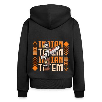 Bijoux en plumes amérindiennes - Sweat à capuche zippé Premium bio Femme - noir - Dos - Julia (174cm)