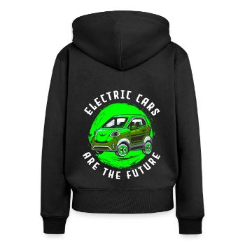 Electromobilité Voiture Electricité Protection du climat - Sweat à capuche zippé Premium bio Femme - noir - Dos - Julia (174cm)