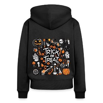 Süßes oder Saures - Frauen Premium Bio Zip Hoodie - Schwarz - Hinten - Julia (174cm)