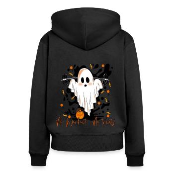 Terribly cute ghost at workout halloween - Women's Premium Organic Zip Hoodie - black - Back - Julia (174cm)